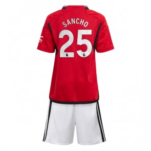Lacne Dětský Futbalové dres Manchester United Jadon Sancho #25 2023-24 Krátky Rukáv - Domáci (+ trenírky)